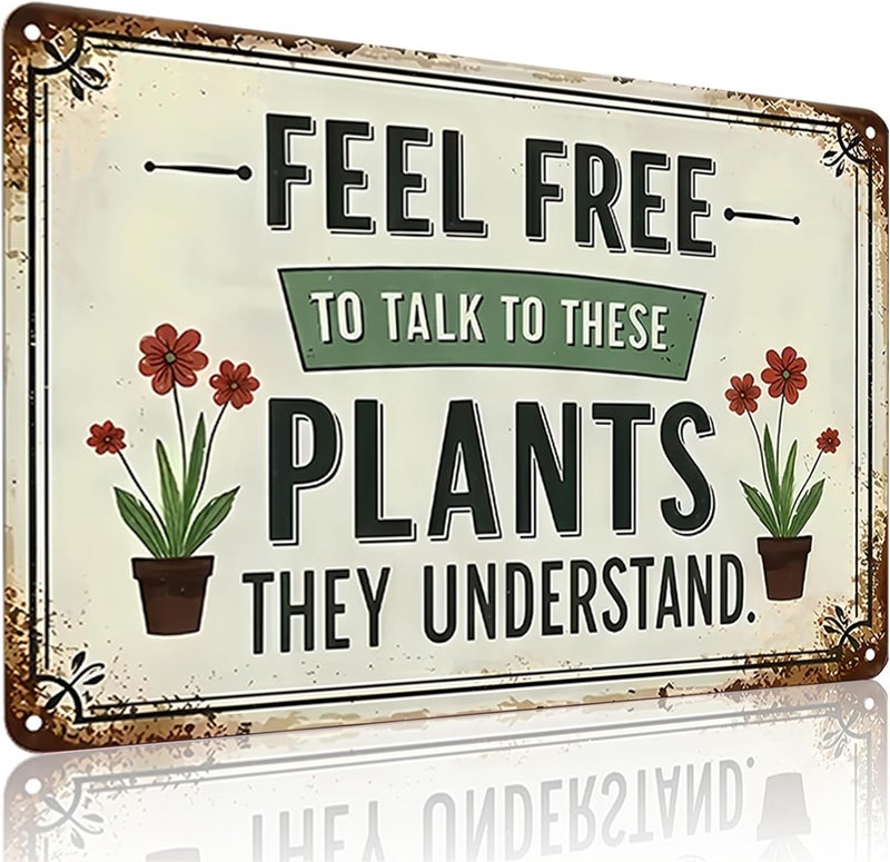 Bestylez Garden Gifts Feel Free to Talk with These Plants They Understand Vintage Gardening Signs for Home Garden Greenhouse Living Room Bedroom Yard Outdoor Decor 8X12 Inch (3373) - Image 1